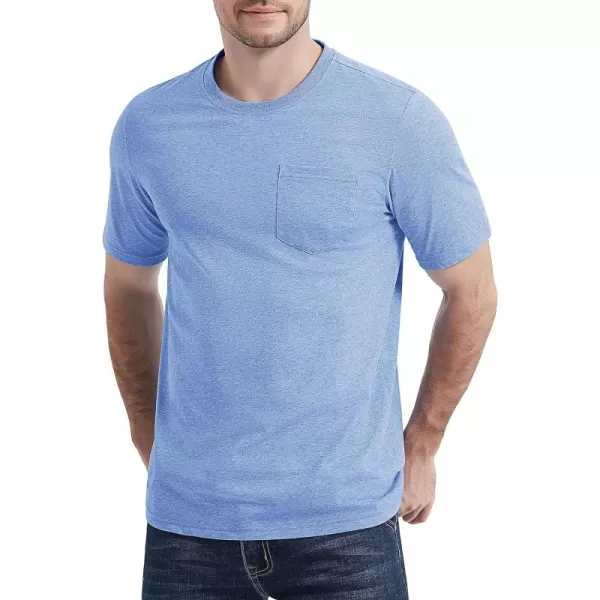 MAGCOMSEN Mens T Shirt Short Sleeve Pocket T Shirt Cotton Crewneck Tee Regular Fit Ribbed Neckline Shirt for Men