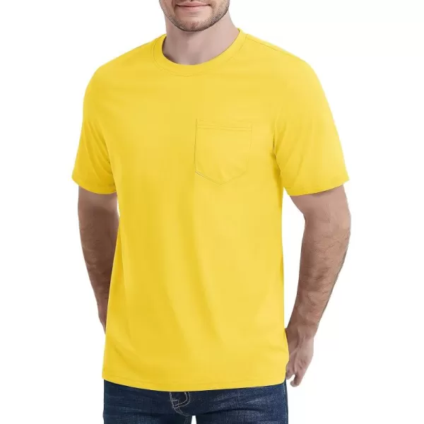 MAGCOMSEN Mens T Shirt Short Sleeve Pocket T Shirt Cotton Crewneck Tee Regular Fit Ribbed Neckline Shirt for Men