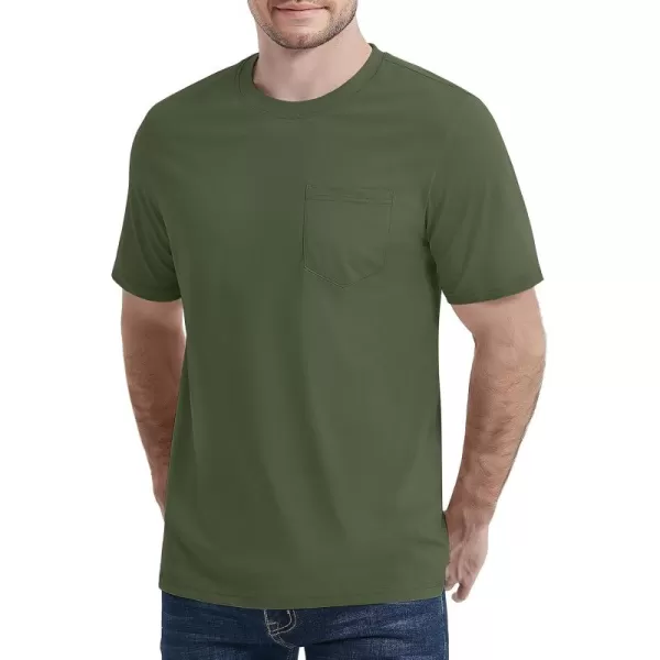 MAGCOMSEN Mens T Shirt Short Sleeve Pocket T Shirt Cotton Crewneck Tee Regular Fit Ribbed Neckline Shirt for Men