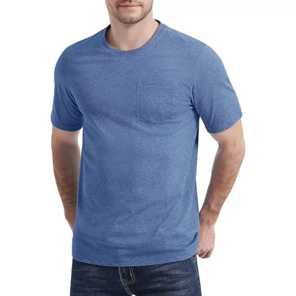 MAGCOMSEN Mens T Shirt Short Sleeve Pocket T Shirt Cotton Crewneck Tee Regular Fit Ribbed Neckline Shirt for Men