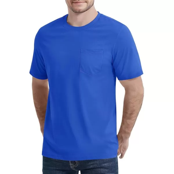 MAGCOMSEN Mens T Shirt Short Sleeve Pocket T Shirt Cotton Crewneck Tee Regular Fit Ribbed Neckline Shirt for Men