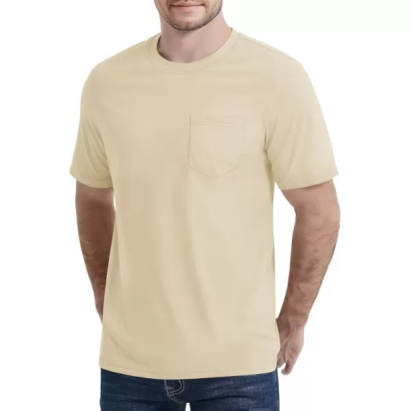 MAGCOMSEN Mens T Shirt Short Sleeve Pocket T Shirt Cotton Crewneck Tee Regular Fit Ribbed Neckline Shirt for Men