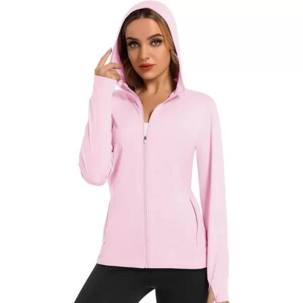 MAGCOMSEN Women's Jackets Lightweight UPF 50+ Sun Protection Shirt Hoodie Hiking Running Athletic Jacket Thumb Hole 4 Pockets