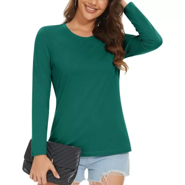 MAGCOMSEN Women's Long-Sleeve Crew-Neck Cotton T-Shirt Classic-Fit Shirt Soft Breathable Casual Tee Basic Tops