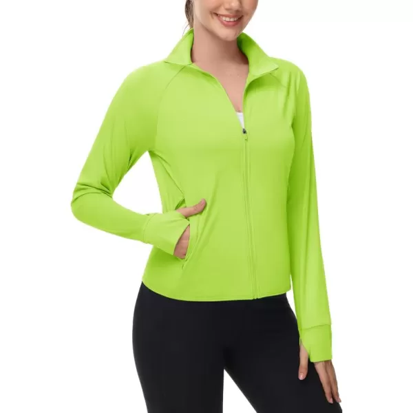 MAGCOMSEN Women's UPF 50+ Lightweight Athletic Jackets Cropped Zip Up Long Sleeve Shirts Sun Protection with Thumb Holes