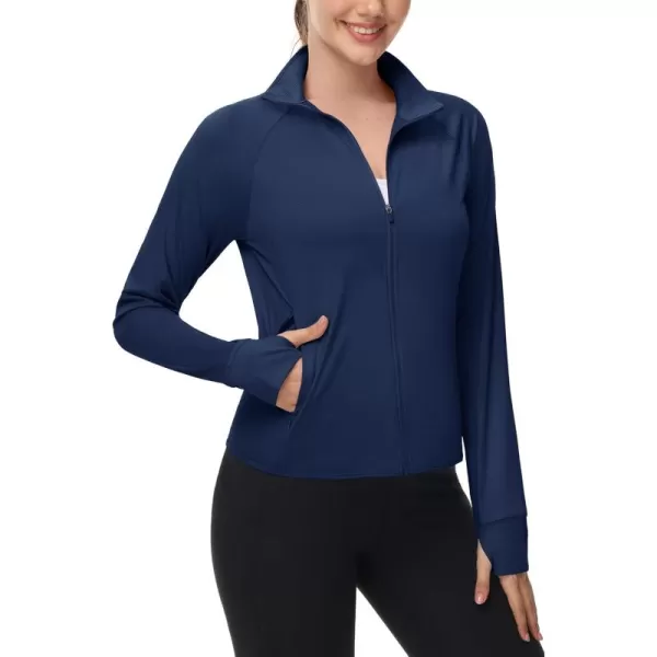 MAGCOMSEN Women's UPF 50+ Lightweight Athletic Jackets Cropped Zip Up Long Sleeve Shirts Sun Protection with Thumb Holes