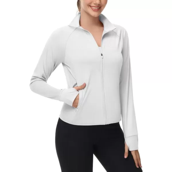 MAGCOMSEN Women's UPF 50+ Lightweight Athletic Jackets Cropped Zip Up Long Sleeve Shirts Sun Protection with Thumb Holes