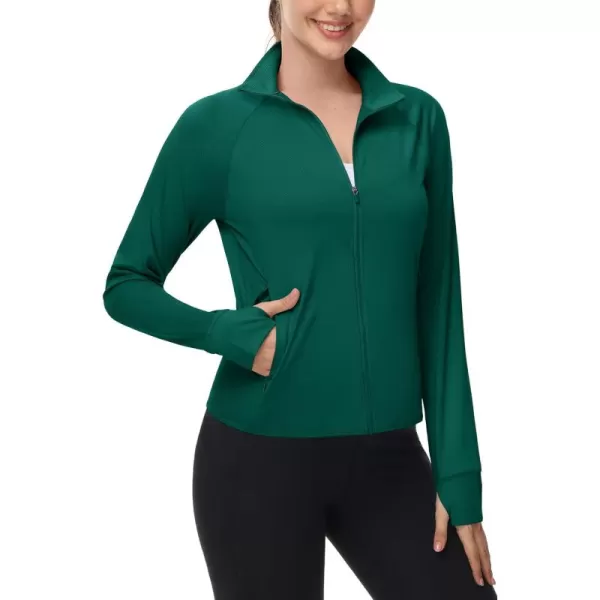 MAGCOMSEN Women's UPF 50+ Lightweight Athletic Jackets Cropped Zip Up Long Sleeve Shirts Sun Protection with Thumb Holes