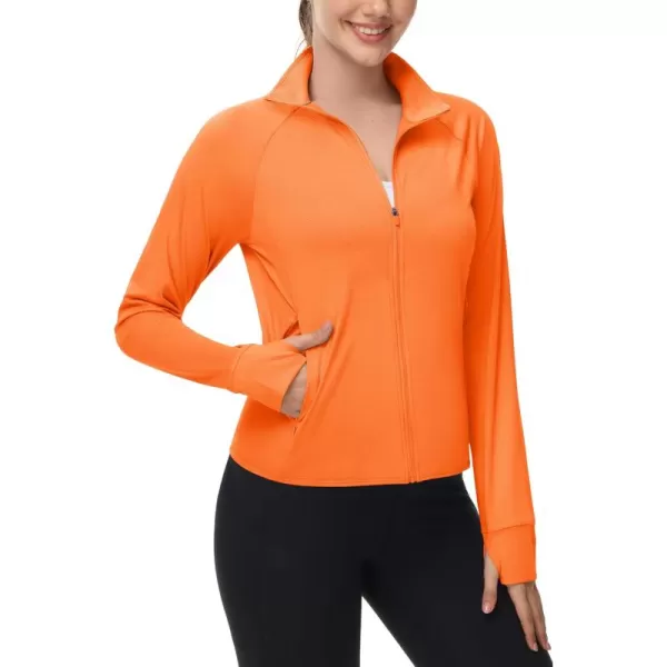MAGCOMSEN Women's UPF 50+ Lightweight Athletic Jackets Cropped Zip Up Long Sleeve Shirts Sun Protection with Thumb Holes
