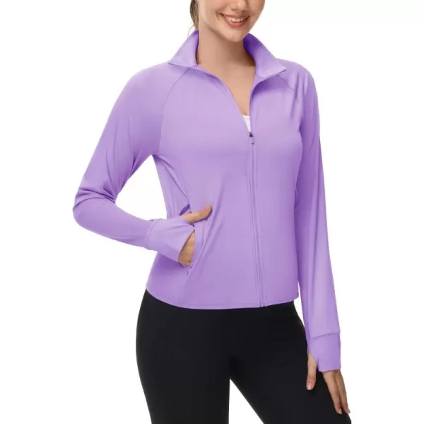 MAGCOMSEN Women's UPF 50+ Lightweight Athletic Jackets Cropped Zip Up Long Sleeve Shirts Sun Protection with Thumb Holes