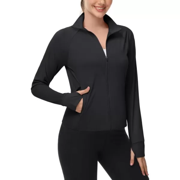 MAGCOMSEN Women's UPF 50+ Lightweight Athletic Jackets Cropped Zip Up Long Sleeve Shirts Sun Protection with Thumb Holes