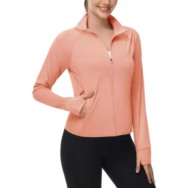 MAGCOMSEN Women's UPF 50+ Lightweight Athletic Jackets Cropped Zip Up Long Sleeve Shirts Sun Protection with Thumb Holes