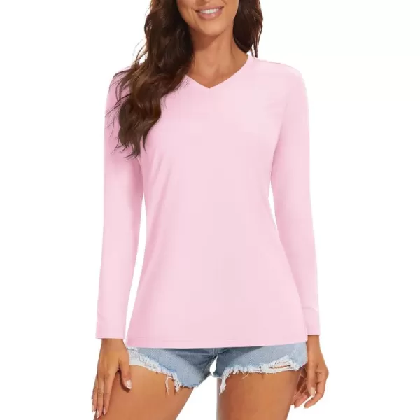 MAGCOMSEN Women's UPF 50+ Long Sleeve Shirts V-Neck UV Sun Protection T-Shirt Hiking Running Workout Outdoor Tee