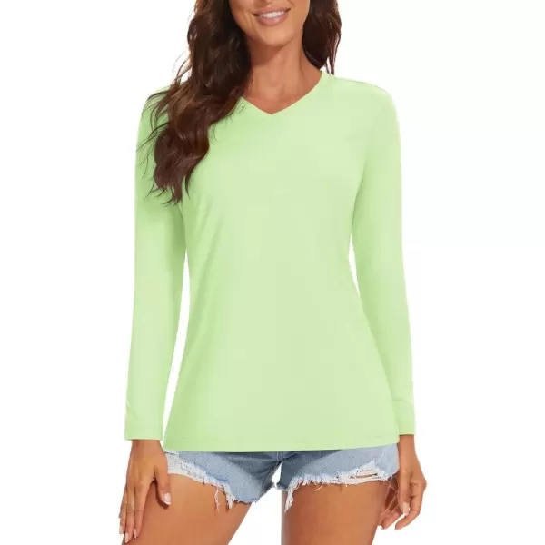 MAGCOMSEN Women's UPF 50+ Long Sleeve Shirts V-Neck UV Sun Protection T-Shirt Hiking Running Workout Outdoor Tee
