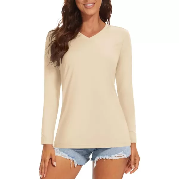 MAGCOMSEN Women's UPF 50+ Long Sleeve Shirts V-Neck UV Sun Protection T-Shirt Hiking Running Workout Outdoor Tee