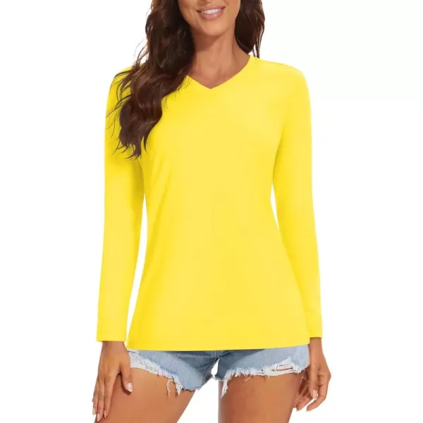 MAGCOMSEN Women's UPF 50+ Long Sleeve Shirts V-Neck UV Sun Protection T-Shirt Hiking Running Workout Outdoor Tee