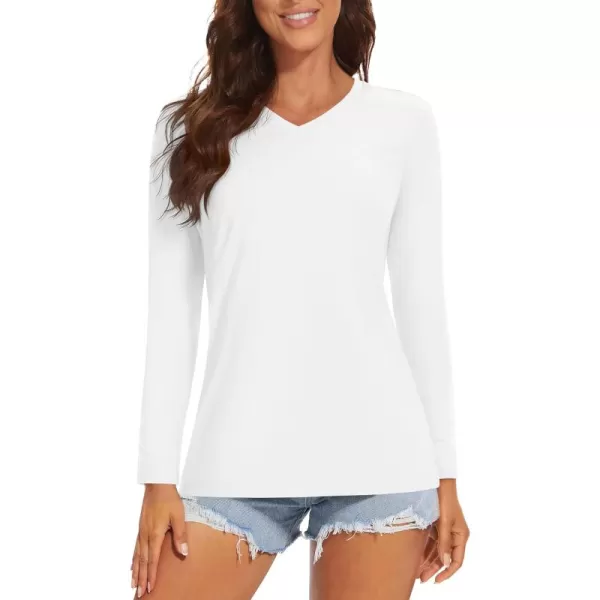 MAGCOMSEN Women's UPF 50+ Long Sleeve Shirts V-Neck UV Sun Protection T-Shirt Hiking Running Workout Outdoor Tee