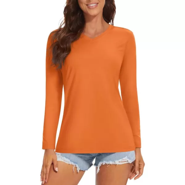 MAGCOMSEN Women's UPF 50+ Long Sleeve Shirts V-Neck UV Sun Protection T-Shirt Hiking Running Workout Outdoor Tee