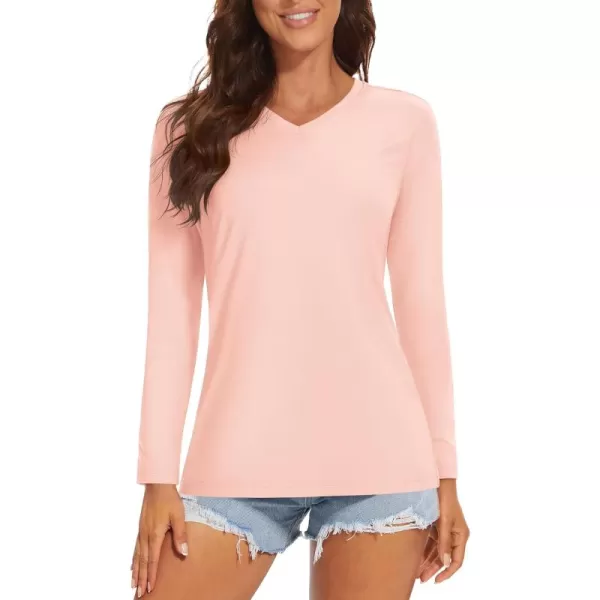 MAGCOMSEN Women's UPF 50+ Long Sleeve Shirts V-Neck UV Sun Protection T-Shirt Hiking Running Workout Outdoor Tee