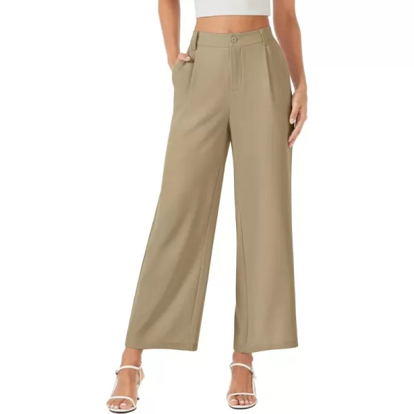 MAGCOMSEN Women's Wide Leg Pant Casual Work Dress Pants High Elastic Waisted Palazzo Flowy Trousers with Pockets
