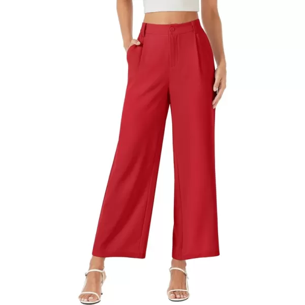 MAGCOMSEN Women's Wide Leg Pant Casual Work Dress Pants High Elastic Waisted Palazzo Flowy Trousers with Pockets
