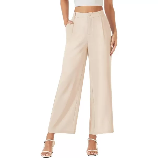 MAGCOMSEN Women's Wide Leg Pant Casual Work Dress Pants High Elastic Waisted Palazzo Flowy Trousers with Pockets