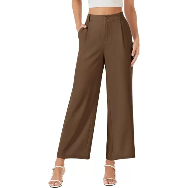 MAGCOMSEN Women's Wide Leg Pant Casual Work Dress Pants High Elastic Waisted Palazzo Flowy Trousers with Pockets