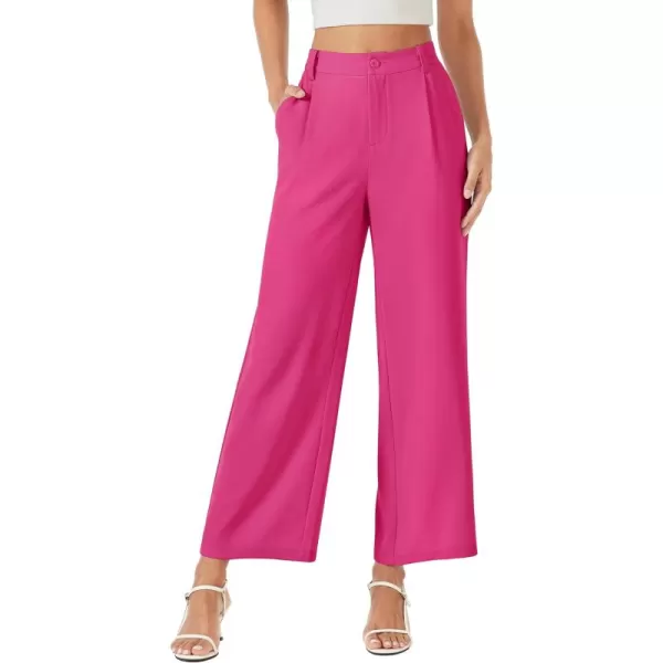 MAGCOMSEN Women's Wide Leg Pant Casual Work Dress Pants High Elastic Waisted Palazzo Flowy Trousers with Pockets