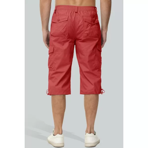 MAGCOMSEN Men's Capri Pants Twill Elastic Below Knee Cargo Shorts 3/4 Capri Long Shorts with 7 Pockets