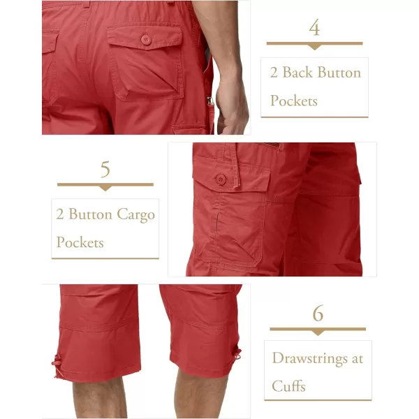MAGCOMSEN Men's Capri Pants Twill Elastic Below Knee Cargo Shorts 3/4 Capri Long Shorts with 7 Pockets