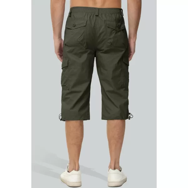 MAGCOMSEN Men's Capri Pants Twill Elastic Below Knee Cargo Shorts 3/4 Capri Long Shorts with 7 Pockets