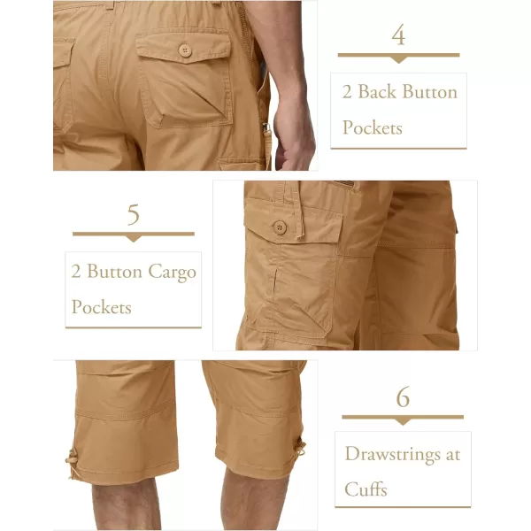 MAGCOMSEN Men's Capri Pants Twill Elastic Below Knee Cargo Shorts 3/4 Capri Long Shorts with 7 Pockets