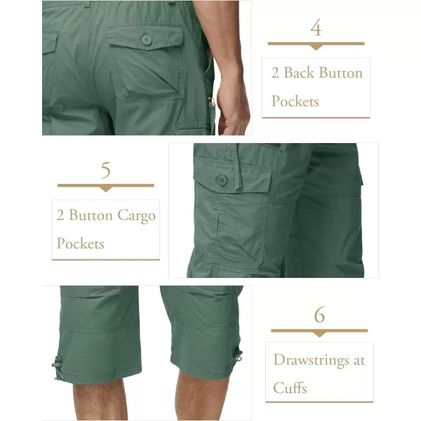 MAGCOMSEN Men's Capri Pants Twill Elastic Below Knee Cargo Shorts 3/4 Capri Long Shorts with 7 Pockets