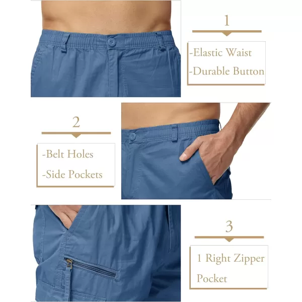 MAGCOMSEN Men's Capri Pants Twill Elastic Below Knee Cargo Shorts 3/4 Capri Long Shorts with 7 Pockets