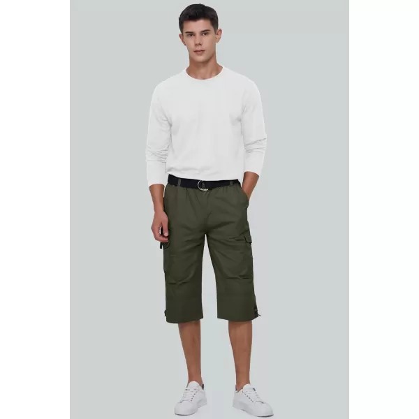 MAGCOMSEN Men's Capri Pants Twill Elastic Below Knee Cargo Shorts 3/4 Capri Long Shorts with 7 Pockets