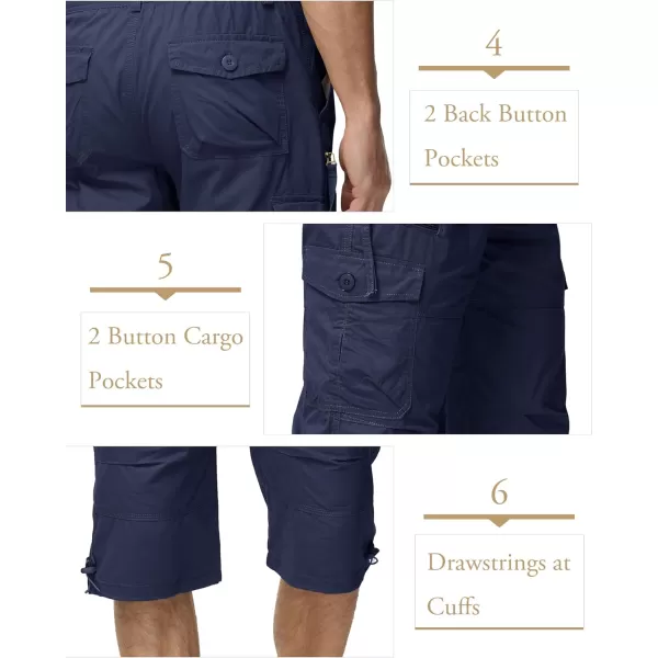MAGCOMSEN Men's Capri Pants Twill Elastic Below Knee Cargo Shorts 3/4 Capri Long Shorts with 7 Pockets