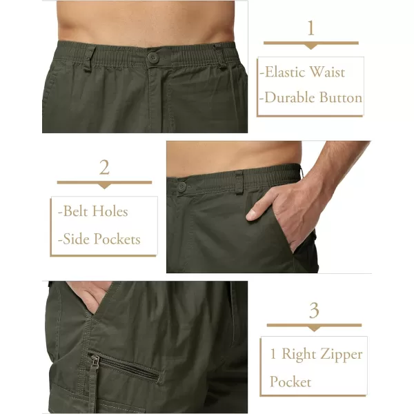 MAGCOMSEN Men's Capri Pants Twill Elastic Below Knee Cargo Shorts 3/4 Capri Long Shorts with 7 Pockets