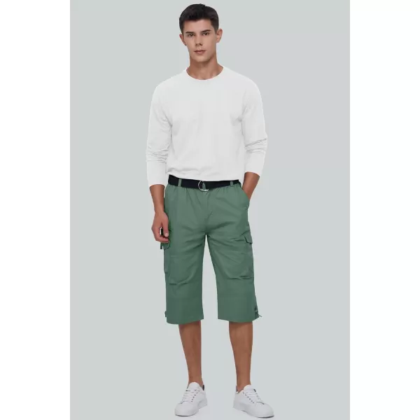 MAGCOMSEN Men's Capri Pants Twill Elastic Below Knee Cargo Shorts 3/4 Capri Long Shorts with 7 Pockets