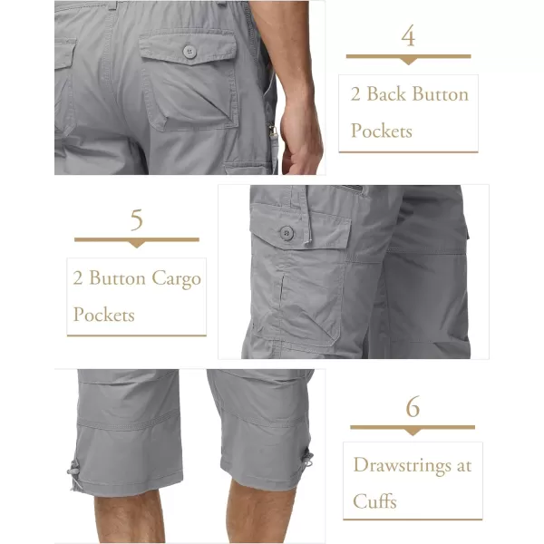 MAGCOMSEN Men's Capri Pants Twill Elastic Below Knee Cargo Shorts 3/4 Capri Long Shorts with 7 Pockets