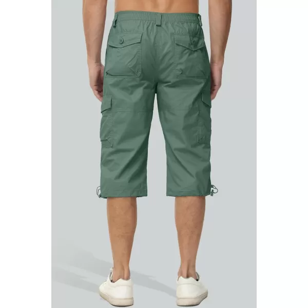 MAGCOMSEN Men's Capri Pants Twill Elastic Below Knee Cargo Shorts 3/4 Capri Long Shorts with 7 Pockets
