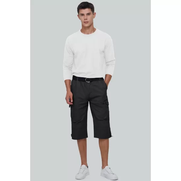 MAGCOMSEN Men's Capri Pants Twill Elastic Below Knee Cargo Shorts 3/4 Capri Long Shorts with 7 Pockets