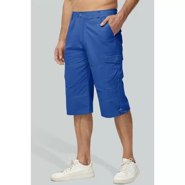MAGCOMSEN Men's Capri Pants Twill Elastic Below Knee Cargo Shorts 3/4 Capri Long Shorts with 7 Pockets