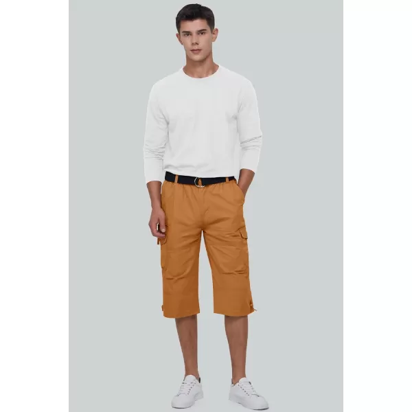 MAGCOMSEN Men's Capri Pants Twill Elastic Below Knee Cargo Shorts 3/4 Capri Long Shorts with 7 Pockets
