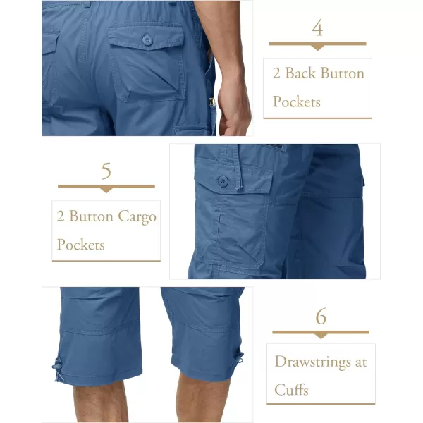 MAGCOMSEN Men's Capri Pants Twill Elastic Below Knee Cargo Shorts 3/4 Capri Long Shorts with 7 Pockets