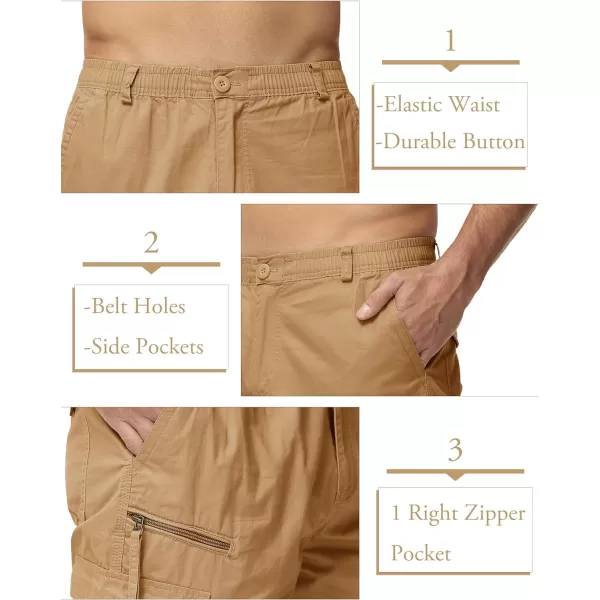 MAGCOMSEN Men's Capri Pants Twill Elastic Below Knee Cargo Shorts 3/4 Capri Long Shorts with 7 Pockets