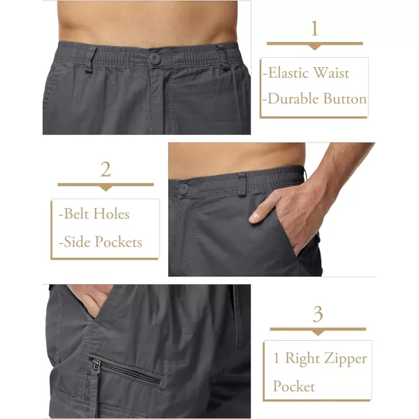 MAGCOMSEN Men's Capri Pants Twill Elastic Below Knee Cargo Shorts 3/4 Capri Long Shorts with 7 Pockets