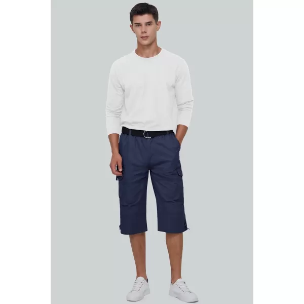 MAGCOMSEN Men's Capri Pants Twill Elastic Below Knee Cargo Shorts 3/4 Capri Long Shorts with 7 Pockets