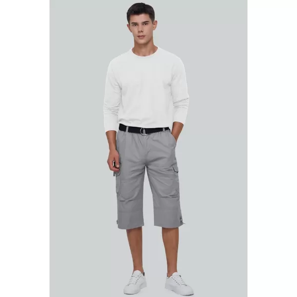 MAGCOMSEN Men's Capri Pants Twill Elastic Below Knee Cargo Shorts 3/4 Capri Long Shorts with 7 Pockets
