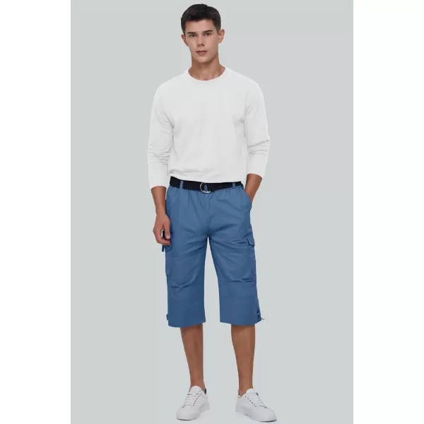 MAGCOMSEN Men's Capri Pants Twill Elastic Below Knee Cargo Shorts 3/4 Capri Long Shorts with 7 Pockets