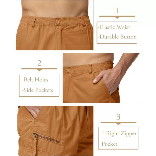 MAGCOMSEN Men's Capri Pants Twill Elastic Below Knee Cargo Shorts 3/4 Capri Long Shorts with 7 Pockets